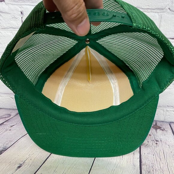 Vintage Trucker Hat Mesh Cap Snapback Green Yellow White SV 49'ers Sports 80s - Picture 7 of 8